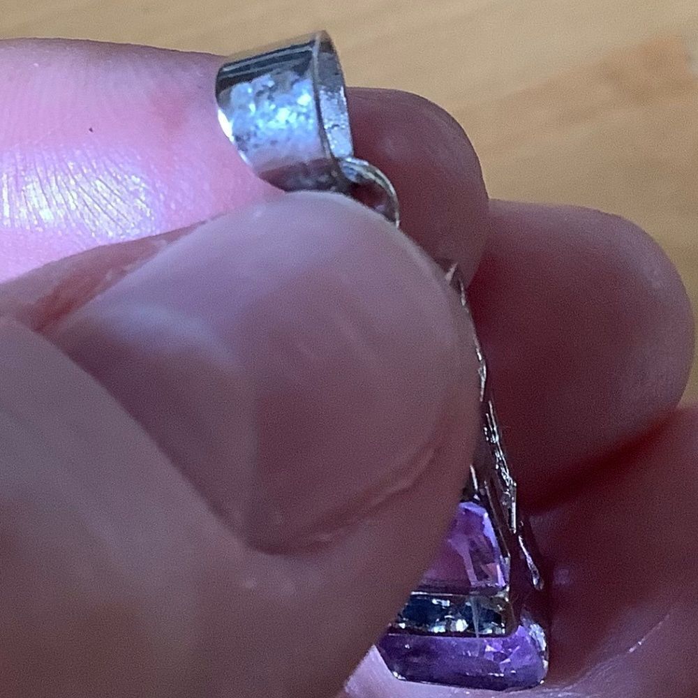 𝅺sterling SILVER AMETHYST/BLUE SAPPHIRE PENDANT​ - Picture 6 of 6